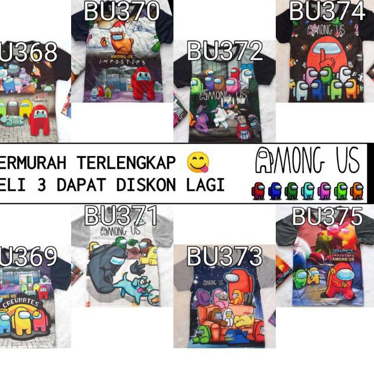 Super Sale QJ8JV KAOS ANAK FULL PRINT 3D COWOK DISTRO GROSIR BAJU AMONGUS AMONG US SIZE 4 6 8 10 12