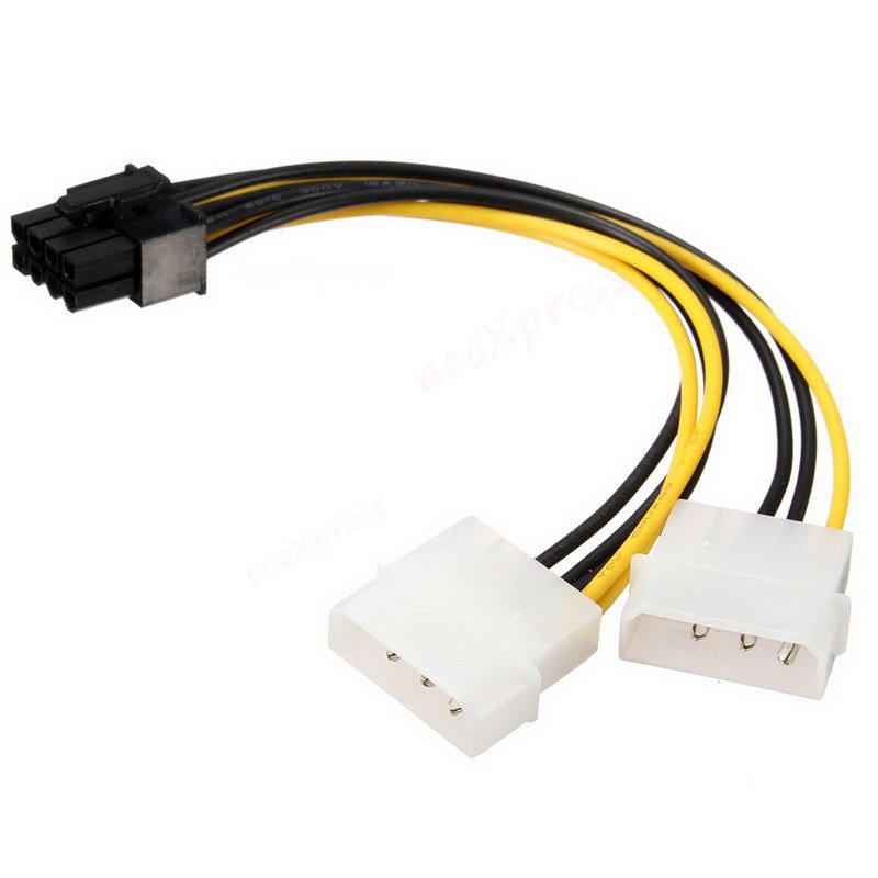 Converter Kabel POWER VGA 8 PIN 8PIN TO 2 DUAL 4 PIN 4PIN MOLEX PCIE