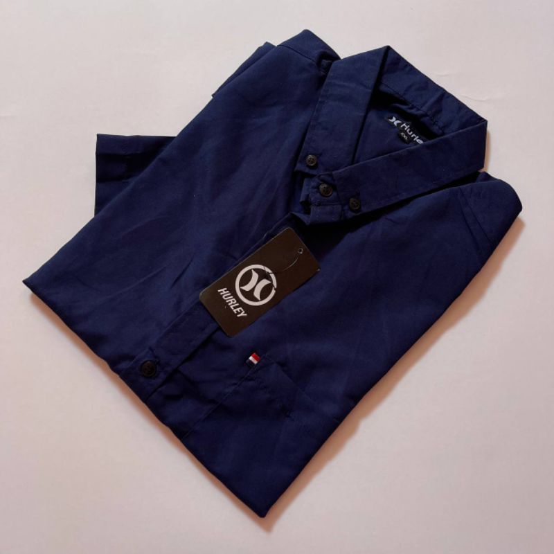 kemeja polos lengan pendek warna biru navy/Hem polos warna biru navy/kemeja pria distro/Hem pria cas