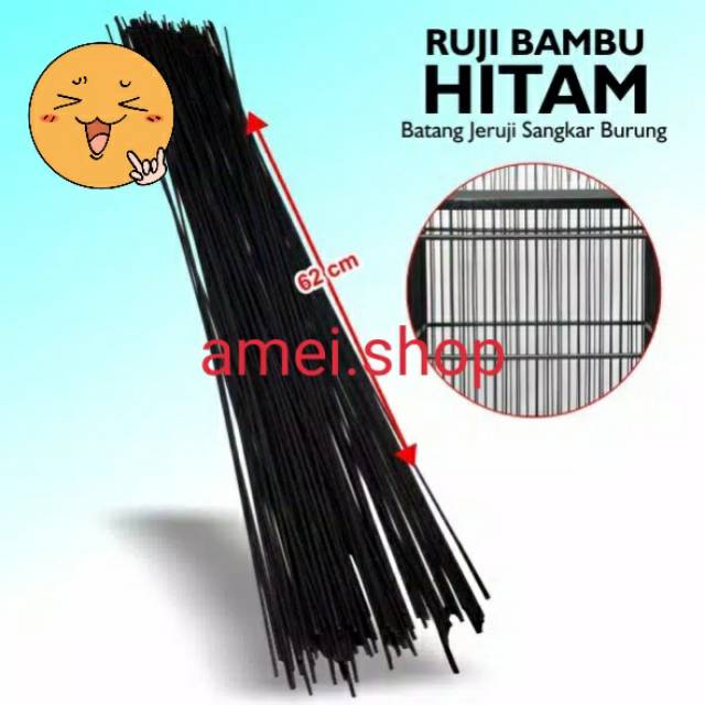 Batang Ruji Bambu Warna Hitam Jeruji Sangkar Burung