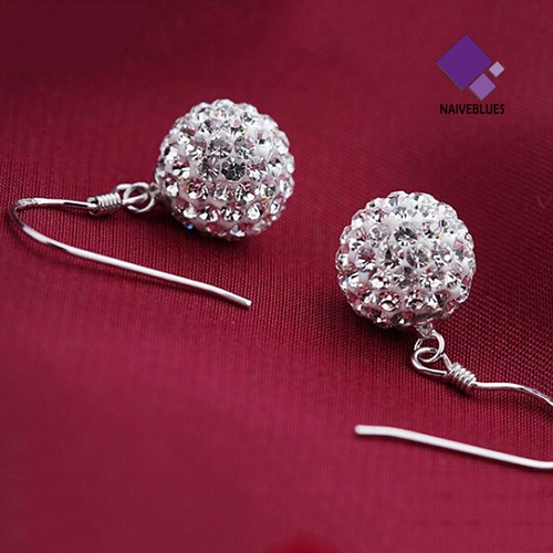 Anting Kait Gantung Lapis Silver Hias Kristal Untuk Wanita