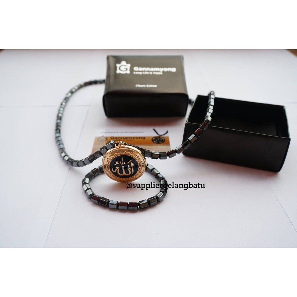 kalung sehat lafaz gold full zircon gannamyong pendant Liontin Asli korea bonus kartu keras ktp