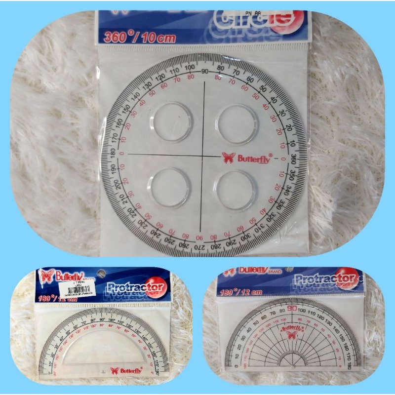 

Penggaris Busur 180° 12cm Lubang/12cm Penuh/360° Penuh