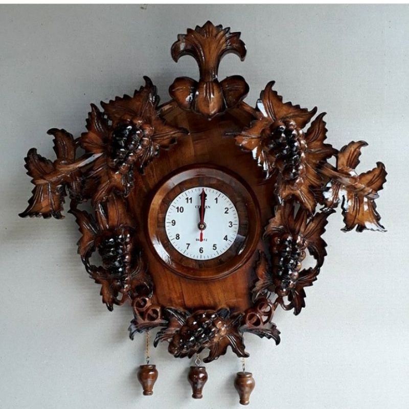 Jam dinding/jam meja ukir kayu jati