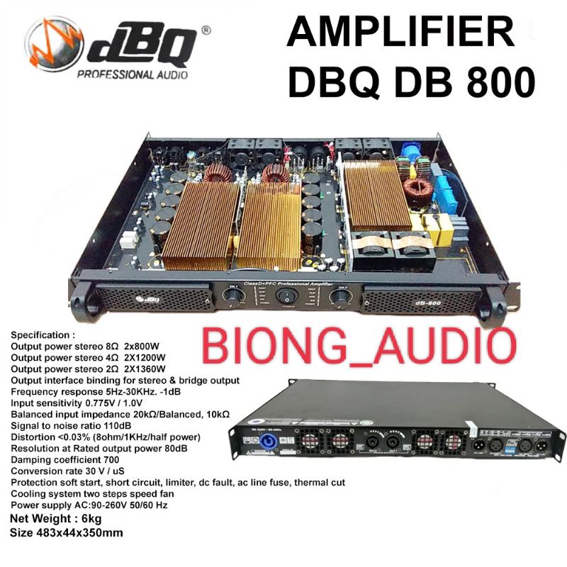 POWER AMPLIFIER DBQ DB 800 POWER CLAS D ORIGINAL