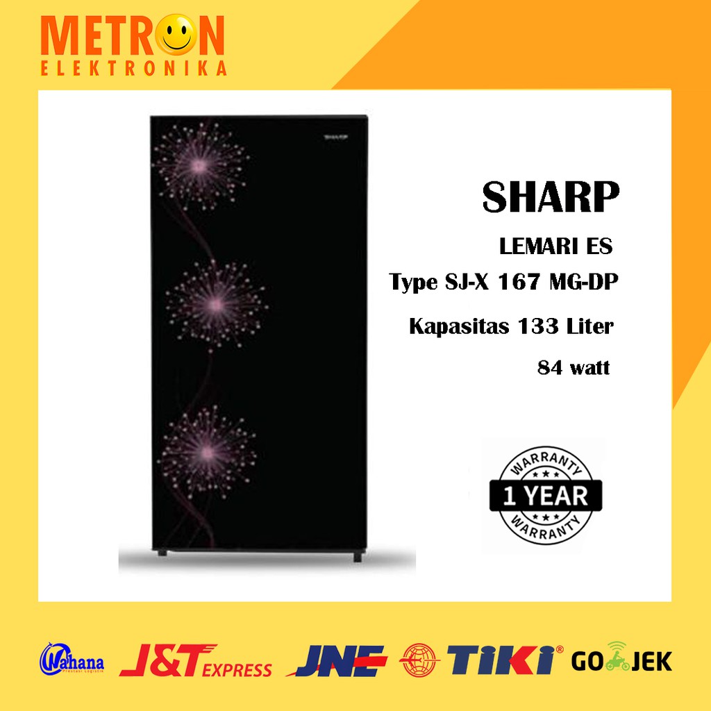 SHARP SJ X 167 MG DP / DANDELION PINK KULKAS LEMARI ES 1 PINTU 133 LITER / SJX167MGDP