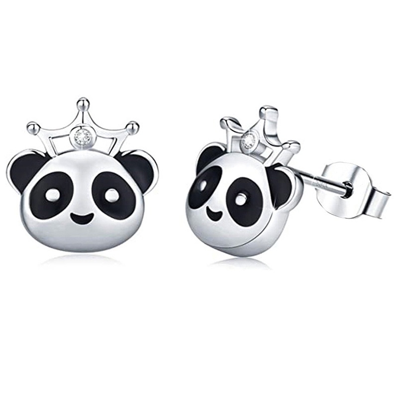 Fancyqube Anting Stud Bentuk Hewan Panda Bahan Alloy Untuk Wanita