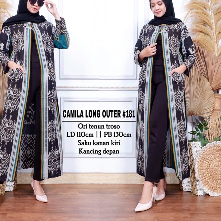 Menarik.. Long Cardi Bahan Tenun Troso Premium Long Outer Tenun Camila