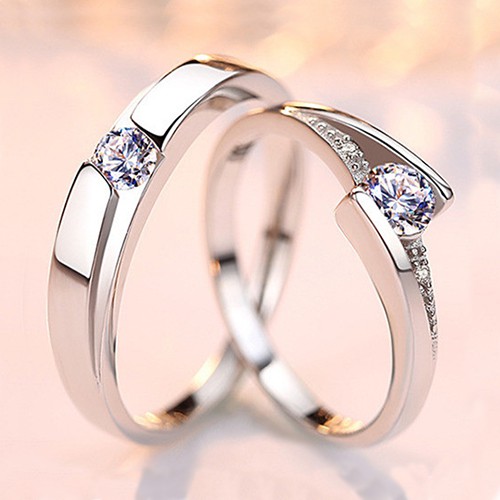 Cincin Couple Perak 925 Silver Ring Tunangan Pasangan Nikah Kawin Wanita Pria NCC12