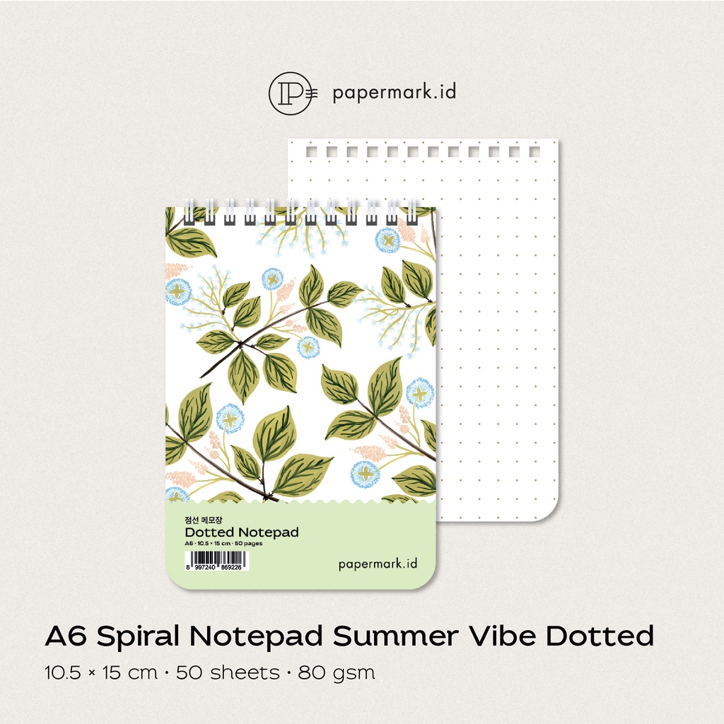 

Papermark - A6 Spiral Notepad Summer Vibe Dotted