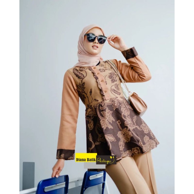 TERBARU Atasan Batik Wanita Kerja Kantor Modern Lengan Panjang Motif Bu Tejo Terbaru Terlaris Katun Kombinasi M L XL XXL