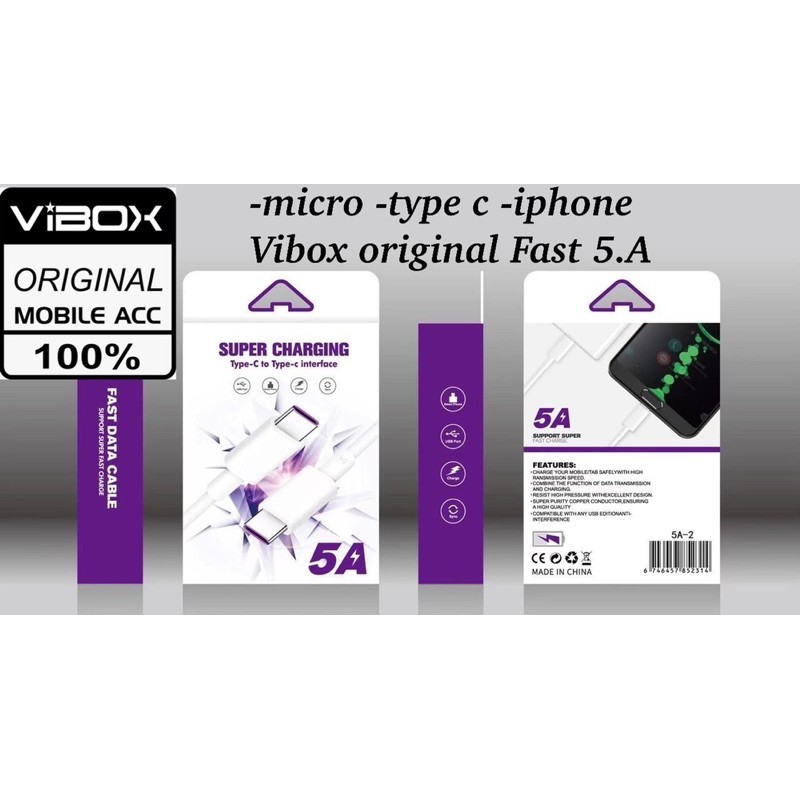 PROMO KABEL DATA VIBOX ORIGINAL 5A FAST CHARGING MICRO / TYPE C / IPH