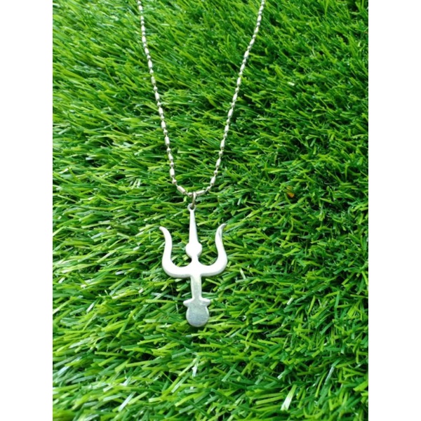 Kalung Trisula - Rantai Monel Biji Bambu & Bandulan Liontin Lambang Trisula Perguruan Silat PN Pagar