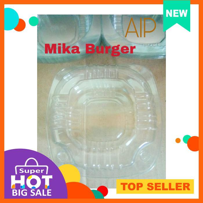 Peralatan Dapur - Mika Burger 50 Pcs Box Mika Makanan Tempat Burger Plastik - Dapur