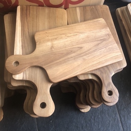 Talenan Kayu Jati Wooden Cutting Board Tampel Gagang Bulat