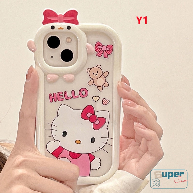 Soft Case Bumper Motif Kartun Hello Kitty 3D Untuk iPhone 6 6S 7 8 14 Plus 11 13 12 14 Pro MAX XR X XS MAX SE