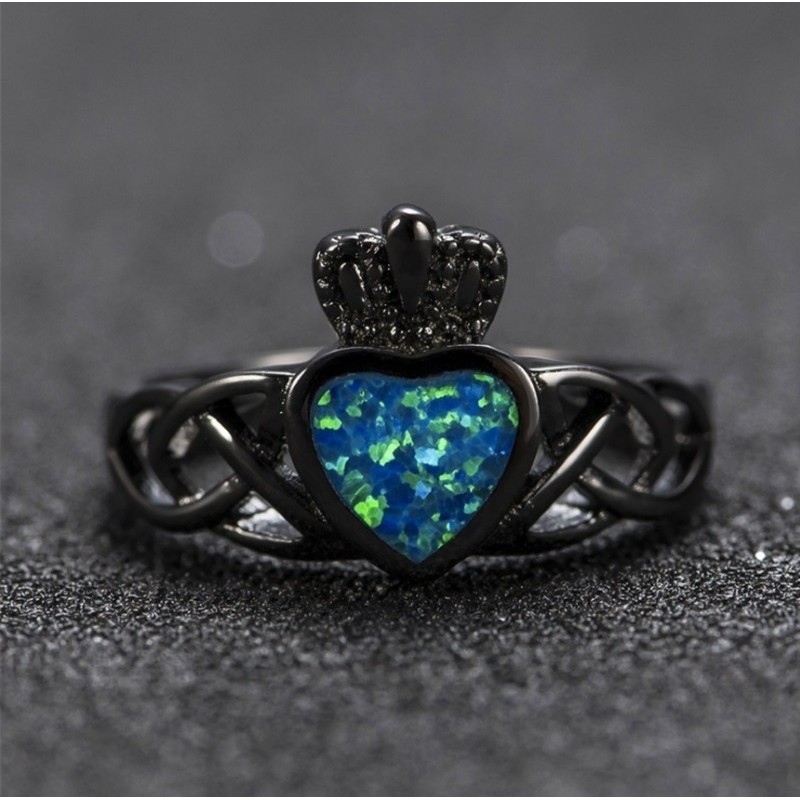 Perhiasan Cincin Opal Biru Wanita Hias Opal Biru untuk Pesta Cocktail