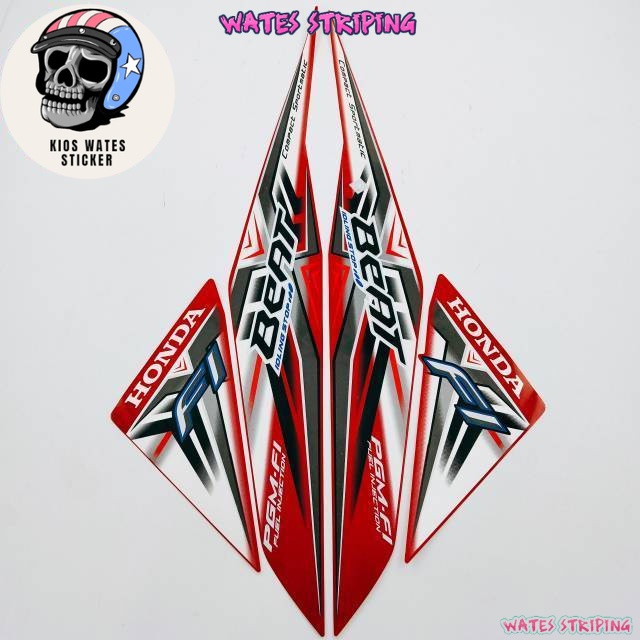 Striping Decal Polet Sticker honda beat fi 2015 merah idling stop stiker list body motor standar