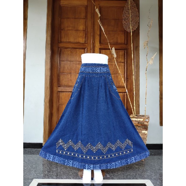 Rok Jeans Wanita / Rok Panjang Wanita / Rok Bordir / Rok Jeans Murah / Rok Cantik