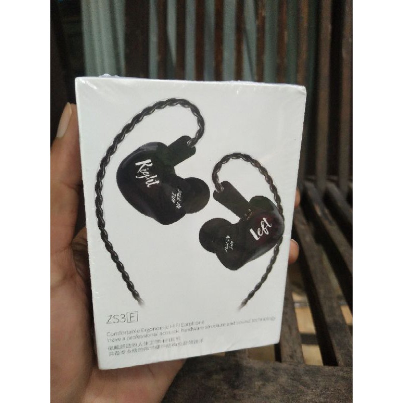 KZ ZS3E In-Ear Earphones HI FI Musik Heavy Bass Silver-Plated Wire Pluggable Headset Hitam