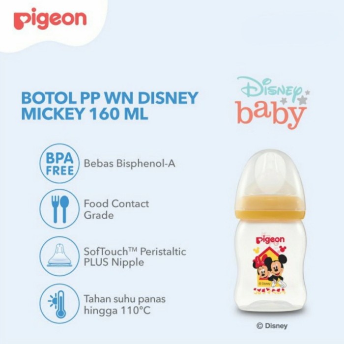 PIGEON Botol Susu PP Wide Neck 160ml Disney Mickey Botol Dot Bayi