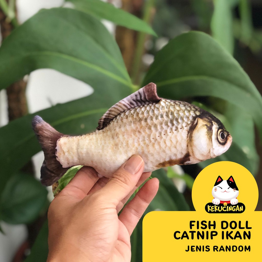 Mainan Kucing Boneka Catnip Empuk Bentuk Ikan Mirip Ikan