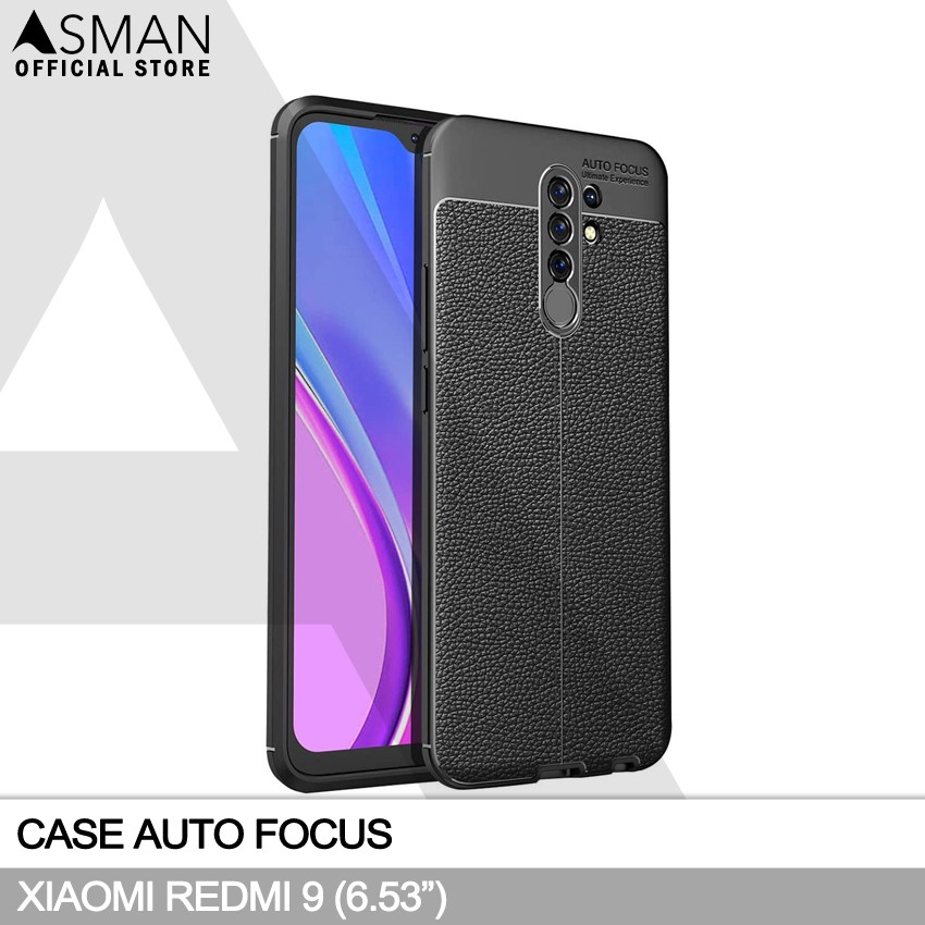 Auto Focus Xiaomi Redmi 9 (6.53&quot;) | Soft Case Leather Premium - Hitam