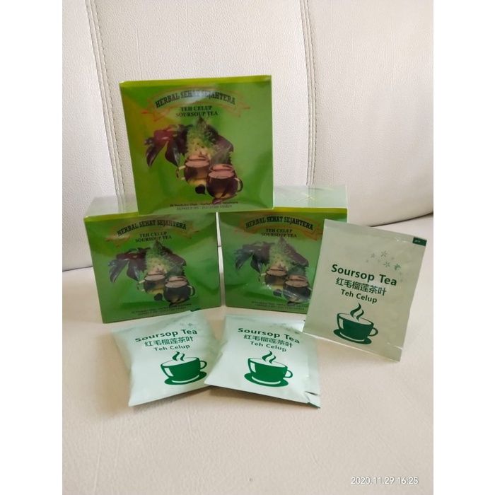 

ORIGINAL MURAH Herbal Teh Celup Daun Sirsak Isi 30 sachet Asli Medan