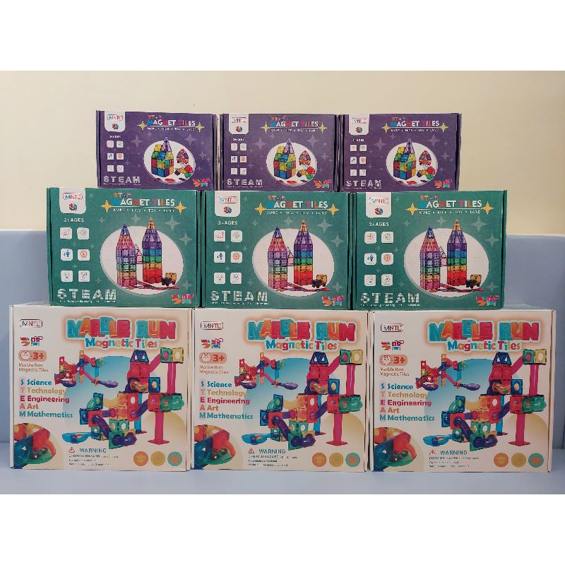 MNTL Marble Run Magnetic Tiles 100 pcs