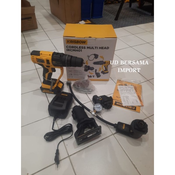 KRISBOW Bor Listrik Recharge Multi Head 18V/Cordless Multifungsi