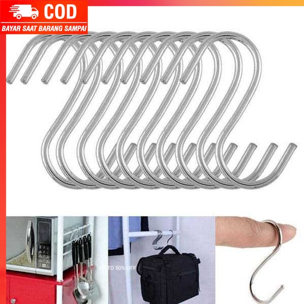 (100% BARANG ORI) Hanger Gantungan Serbaguna Stainless Steel 10PCS - M127105