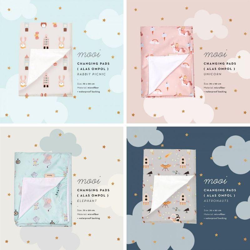 Mooi Waterproof Changing Pad / Perlak Anti Ompol Pink and Blue Pastel - Alas Tidur Bayi