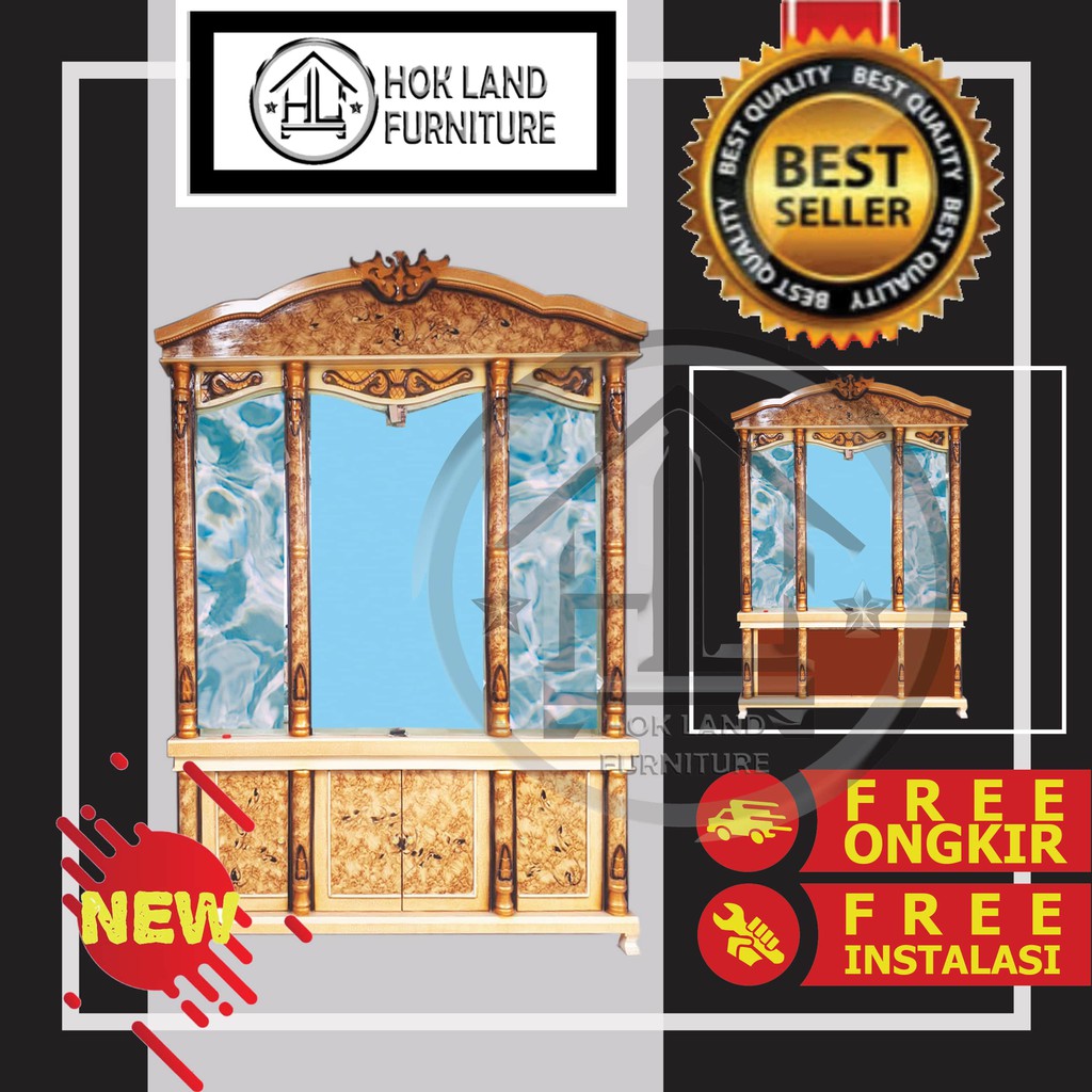 Bufet Pajangan Crystal Kristal Wush / Pajangan Tv Kaca / Lemari Tv Kristal 4 Pintu / BK2