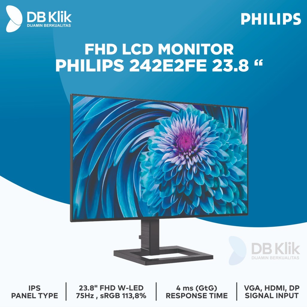 LED Monitor Gaming Philips 242E2FE 23.8 Inch 75Hz Full HD | HDMI DP VGA