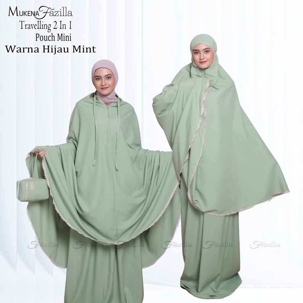Mukena Jumbo Bahan Katun 2 In 1 Fazilla Hijau Mint