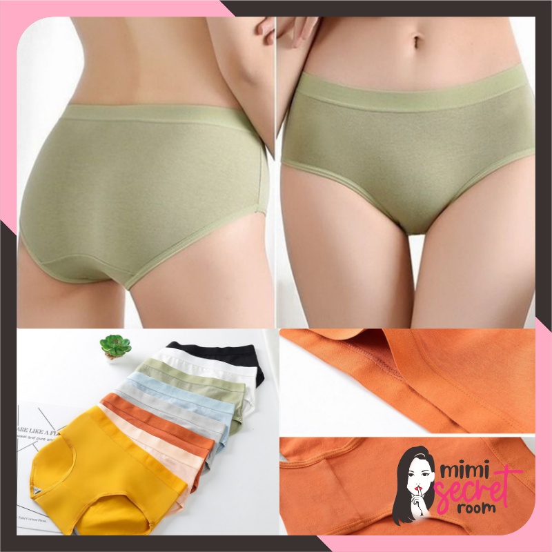 ❤ MIMI ❤ Celana Dalam Seamless Mid Waist Cd Polos Bahan Katun Import Undies Premium