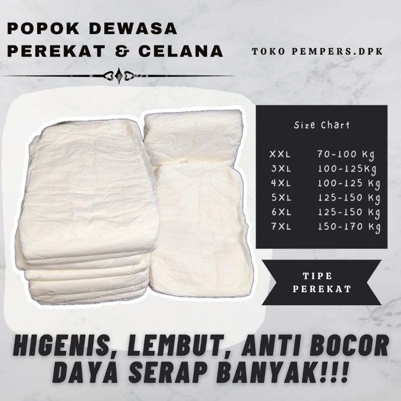 Popok Dewasa Perekat Jumbo XXL (2XL) ISI 5 PCS / Adult Diapers