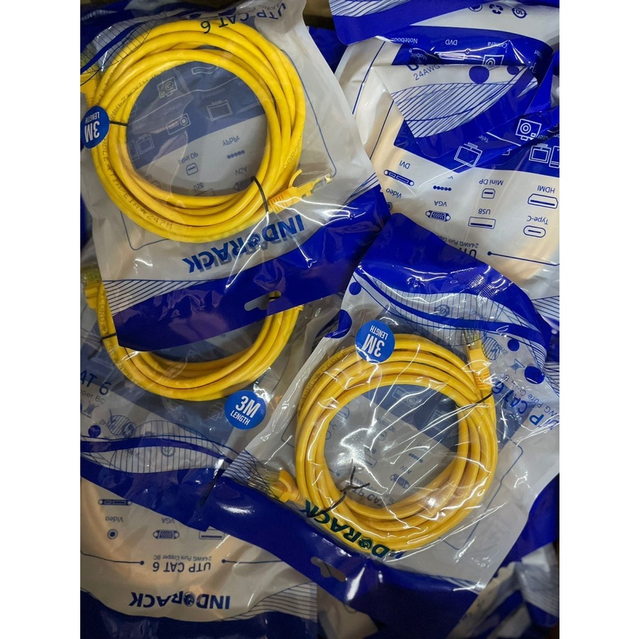 INDORACK C63Y 3 Meter Kabel Lan CAT6 UTP Patch Cord Cable -YELLOW