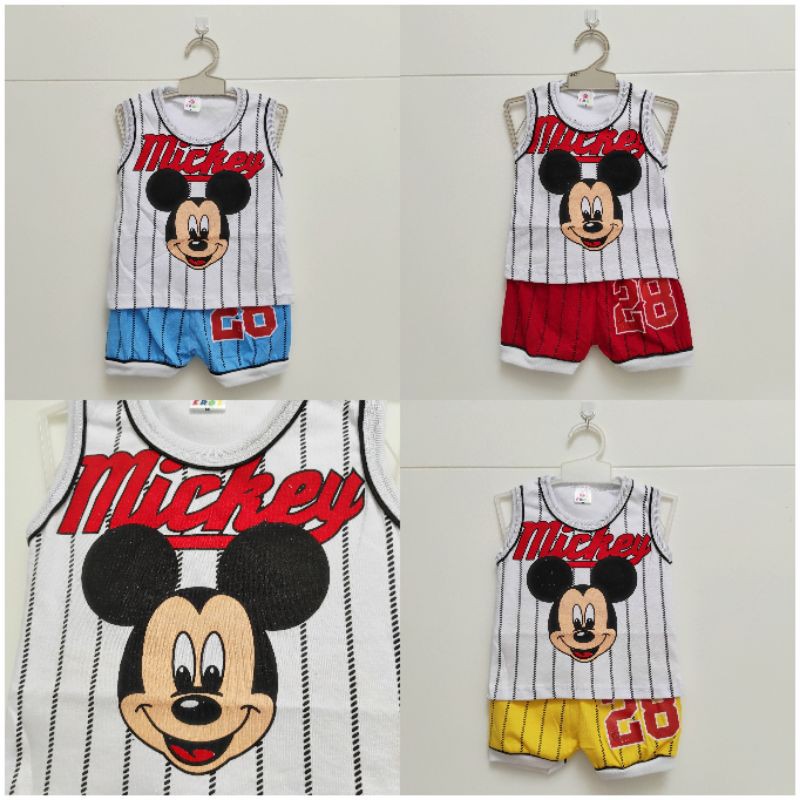 EROS SINGLET Setelan baju celana pendek bayi MICKEY, DORAEMON, SHARK, YUPI, COLA