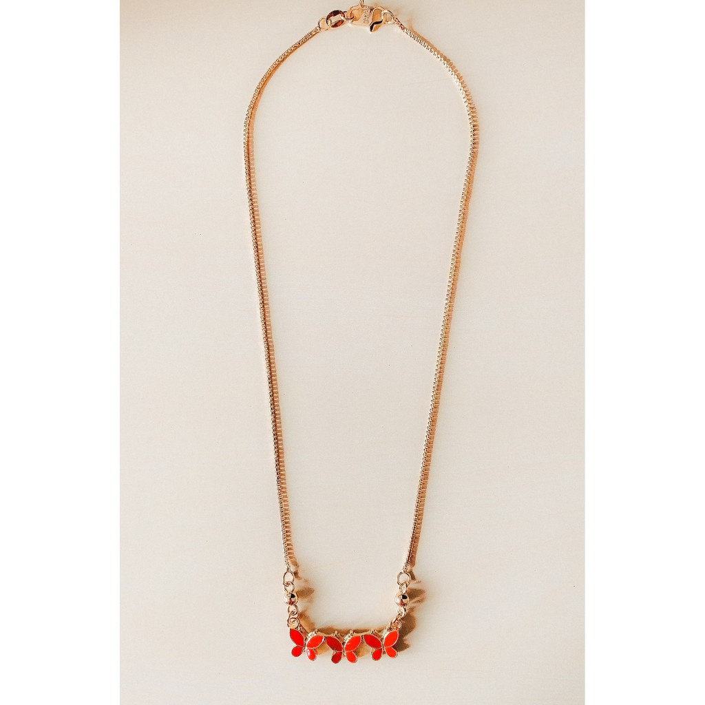 Kalung Anak Triple Red Butterfly Gold