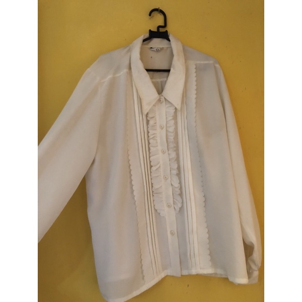 Preloved kemeja wanita shirt putih bekas berenda