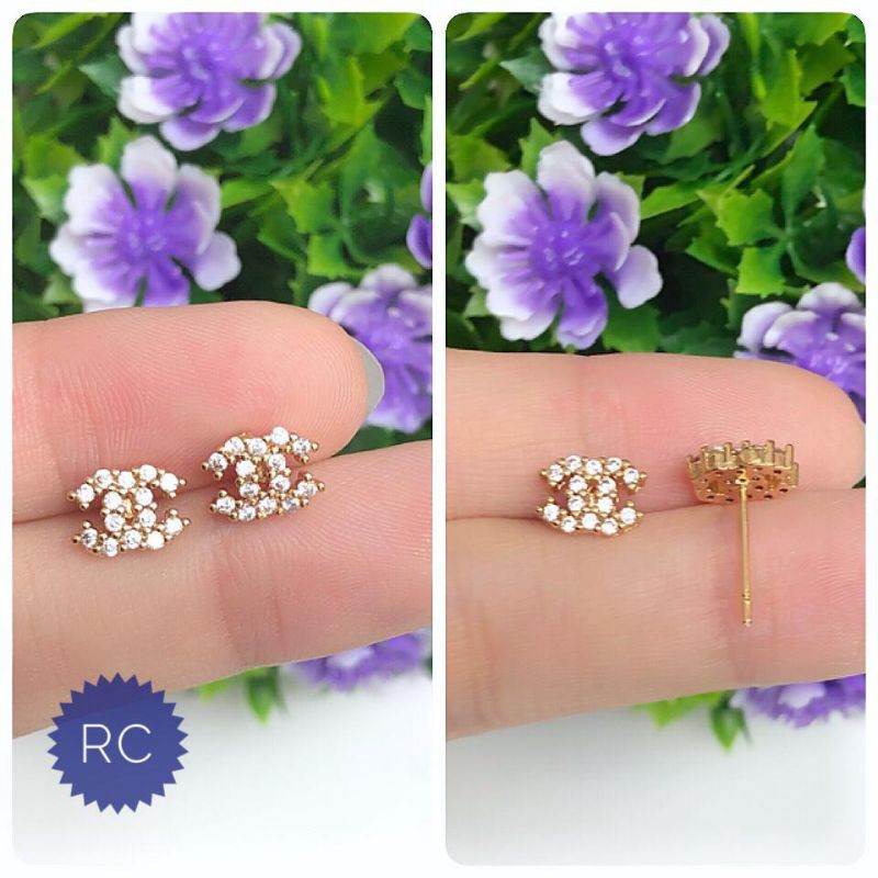 (OKT) PROMO Set Perhiasan Lapis Emas Xuping Anting Tusuk Giwang Chanel Permata Gold Mewah Titanium