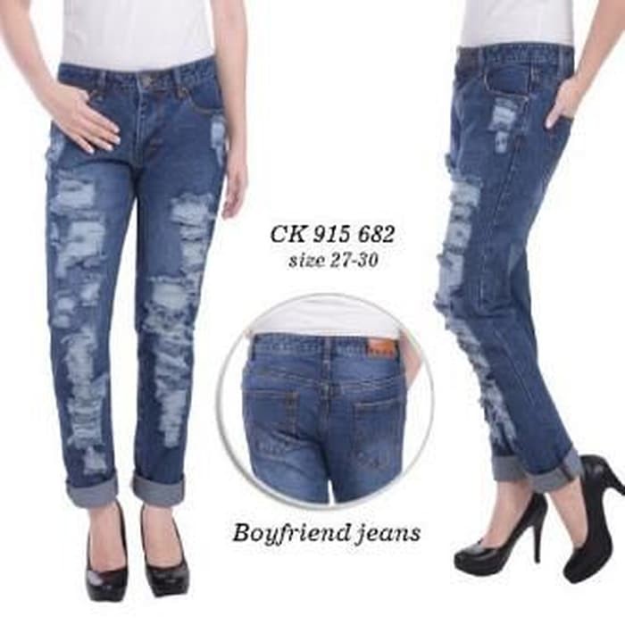 SUPER PROMO 915 682 celana boyfriend sobek import PREMIUM