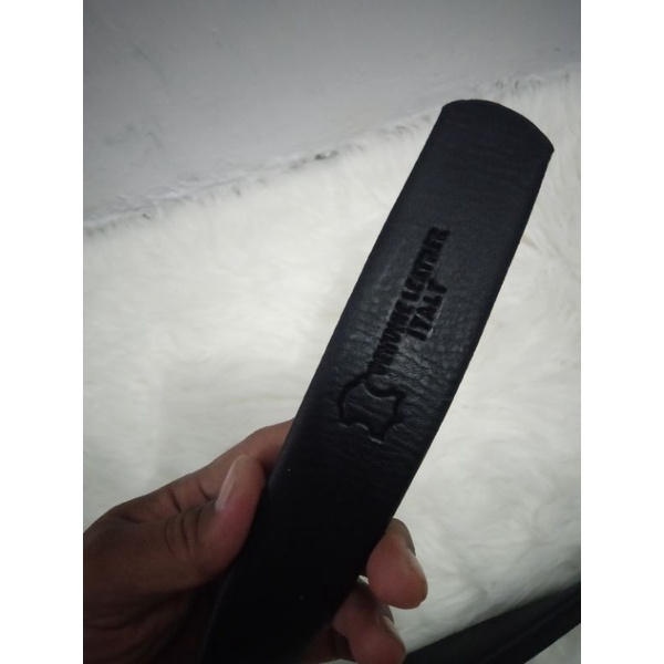 Sabuk Kulit Pria PU Leather Sintetis Import Bersleting Hitam