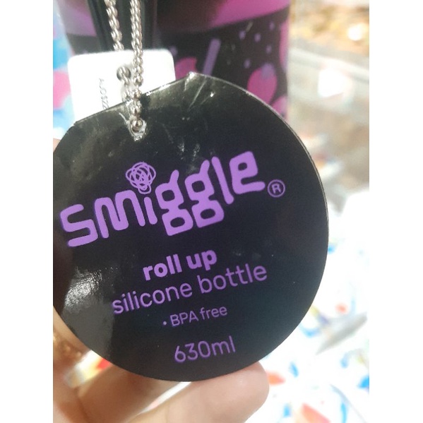 Smiggle Roll Up Silicone Bottle BPA free black purple