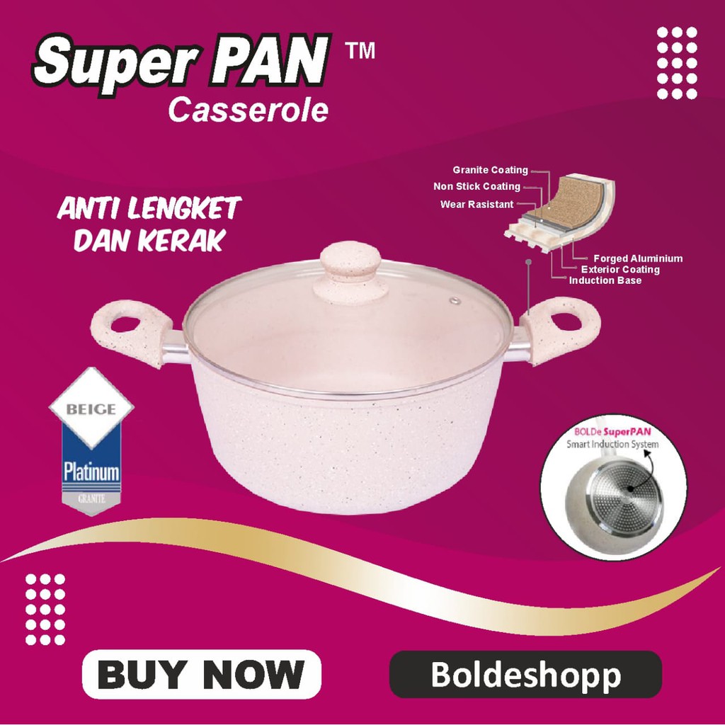 Panci BOLDe Casserole Pots Ceramic Granite Coating 24cm Original Anti Kerak Gores Lengket Original