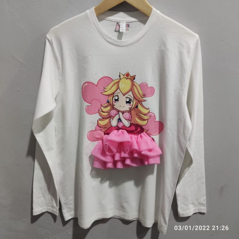 kaos princess peach mario bross kaos anak kaos dewasa kaos lengan panjang