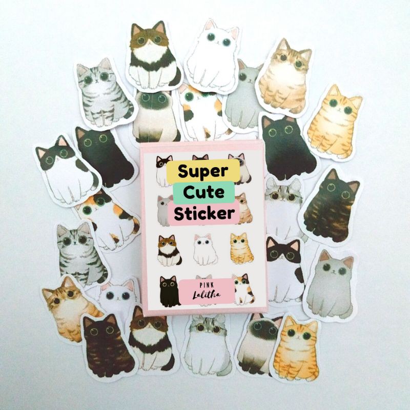 

♥️[Pink Lalitha]♥️ 12 pcs Stiker tumblr / stiker aesthetic / stiker scrapbook / stiker kucing korea