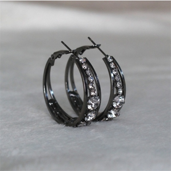 Earrings Rhinestone inlaid large earrings ring earrings