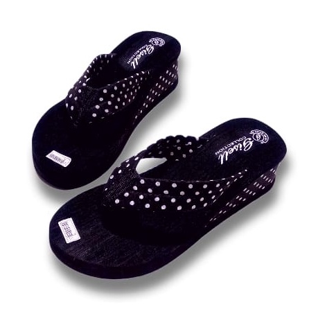 Sandal Wedges Wanita Dewasa Motif Polkadot Terbaru